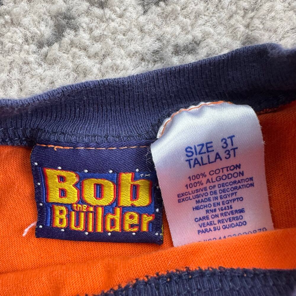 Vtg Y2K Bob the Builder “No Prob Bob” Orange and Navy Long Sleeve Shirt Size 3T - Picture 4 of 7
